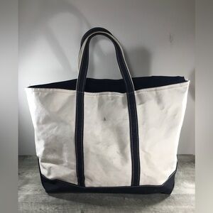 Vintage L.L. Bean Boat & Tote Cotton Shopping Shopper Handbag Purse Bag HUGE